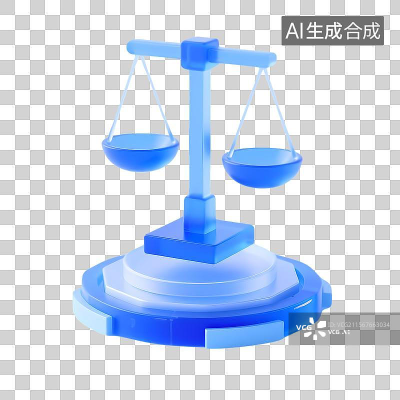 【AI数字艺术】3D蓝色平衡天平与多层底座图片素材
