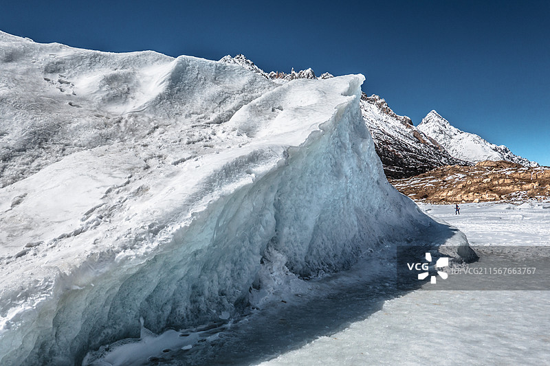 西藏昌都雅隆冰川的冰雪与纹理图片素材