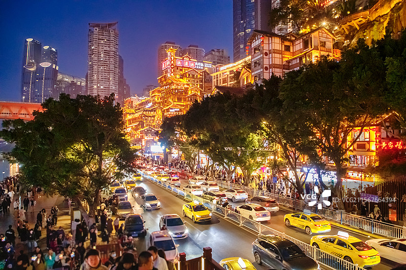 重庆洪崖洞民俗风貌区夜景图片素材
