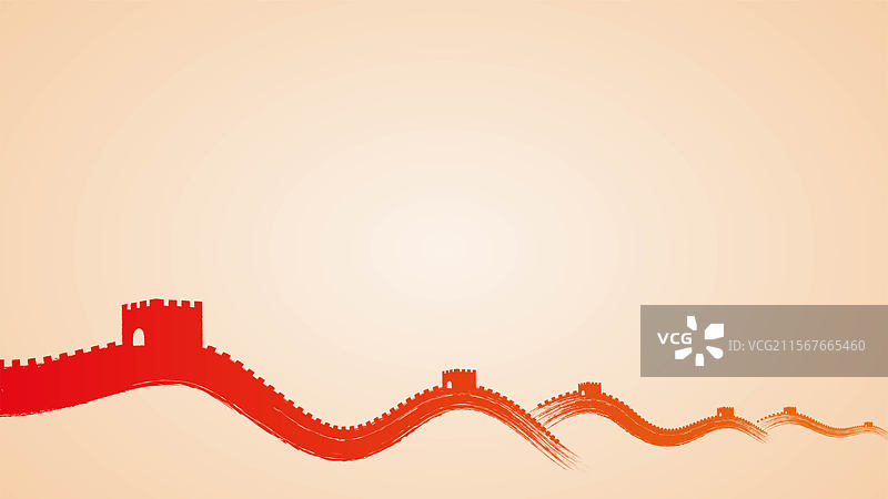 长城笔触插画图片素材