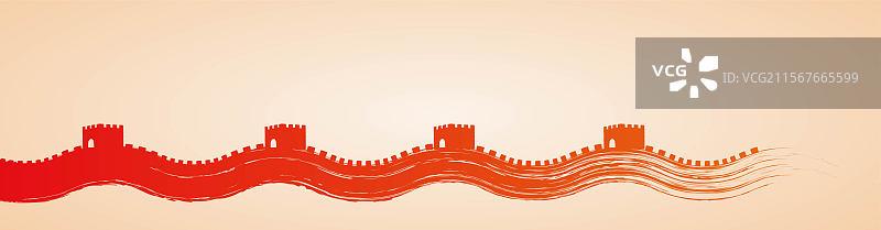 长城笔触插画图片素材