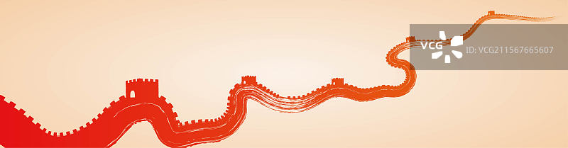 长城笔触插画图片素材