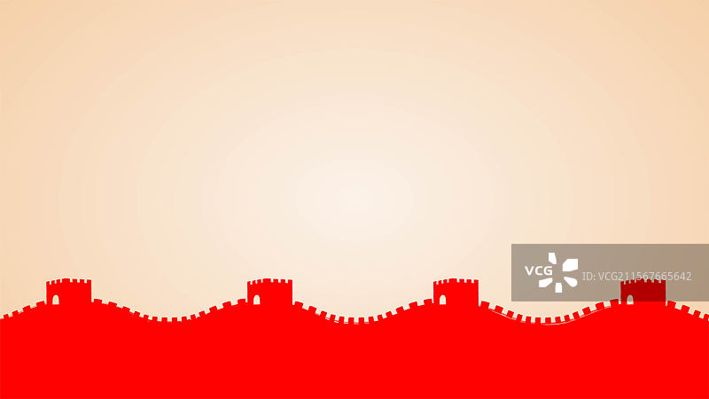 长城笔触插画图片素材