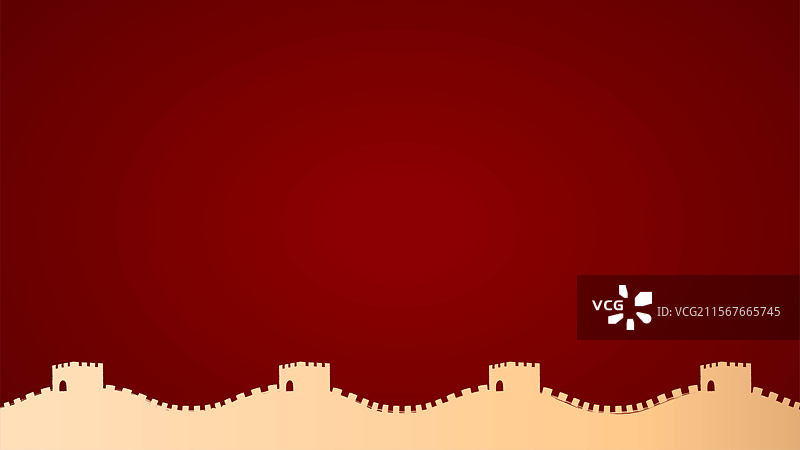 长城笔触插画图片素材