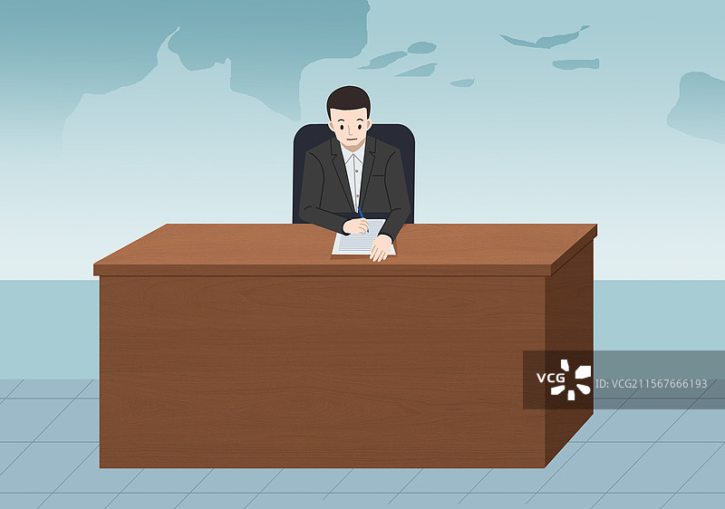 商务商业上班办公室写字楼看文件劳动成功人士出门男人男性职业职场人物素材卡通插画图片素材