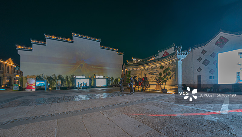 龙游大南门历史文化街夜景(浙江衢州龙游县）图片素材