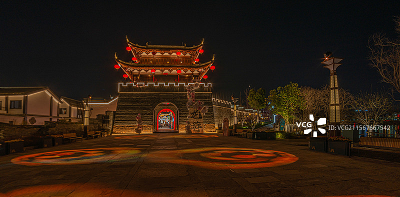 龙游大南门历史文化街夜景(浙江衢州龙游县）图片素材