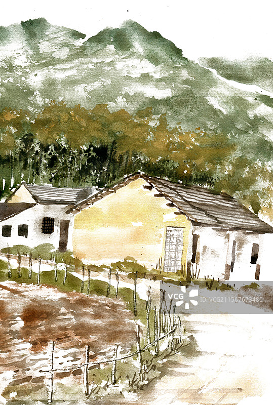 山村的民居图片素材