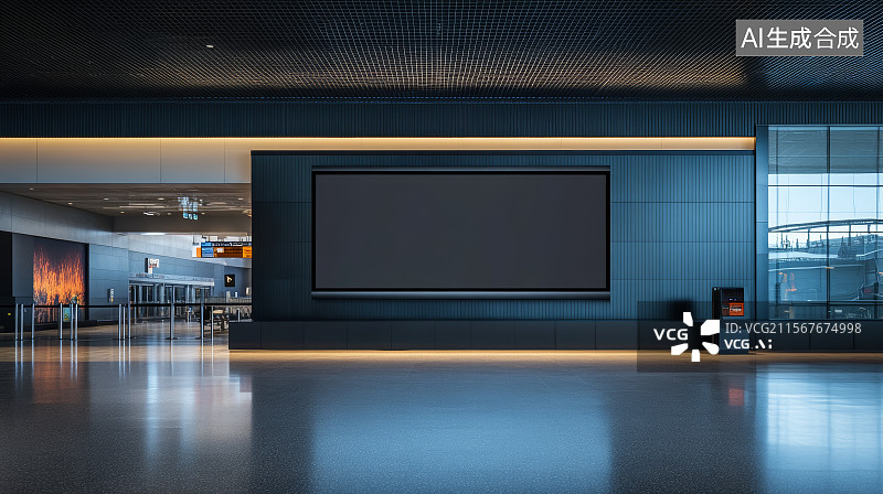 【AI数字艺术】机场候机厅的广告牌图片素材