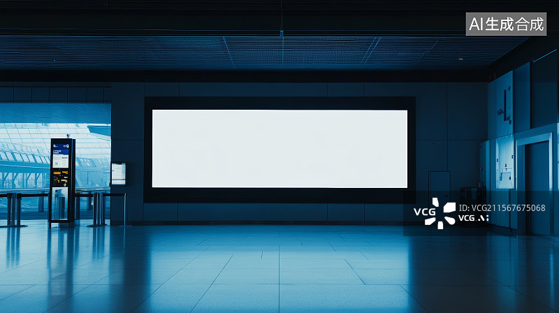 【AI数字艺术】机场候机厅的广告牌图片素材