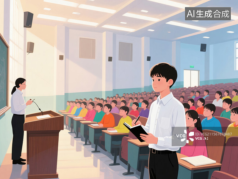 【AI数字艺术】大学课堂演讲场景图片素材