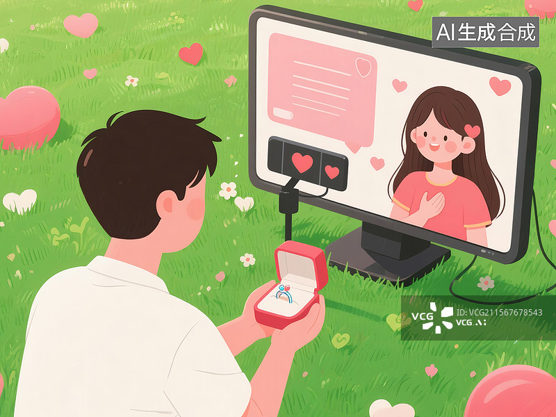 【AI数字艺术】在线求婚场景图片素材