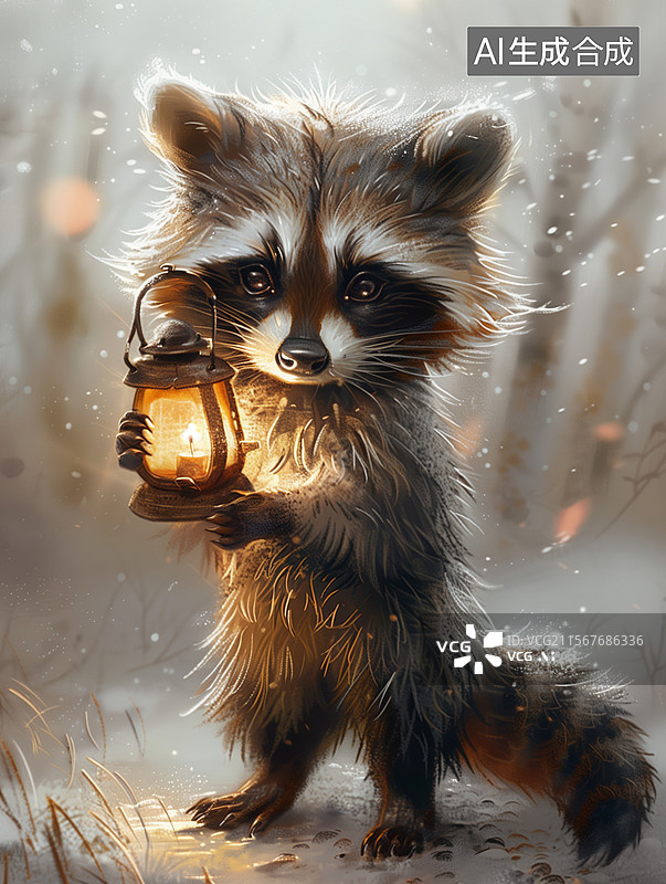【AI数字艺术】小浣熊插画图片素材