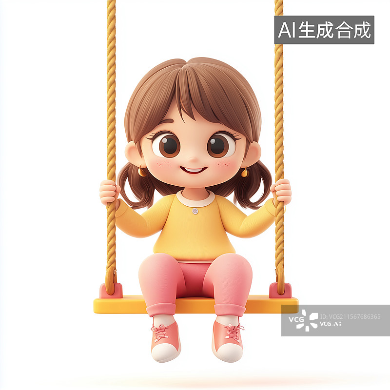 【AI数字艺术】小女生卡通插画图片素材