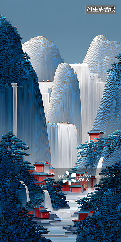 【AI数字艺术】AI山水幻境图片素材
