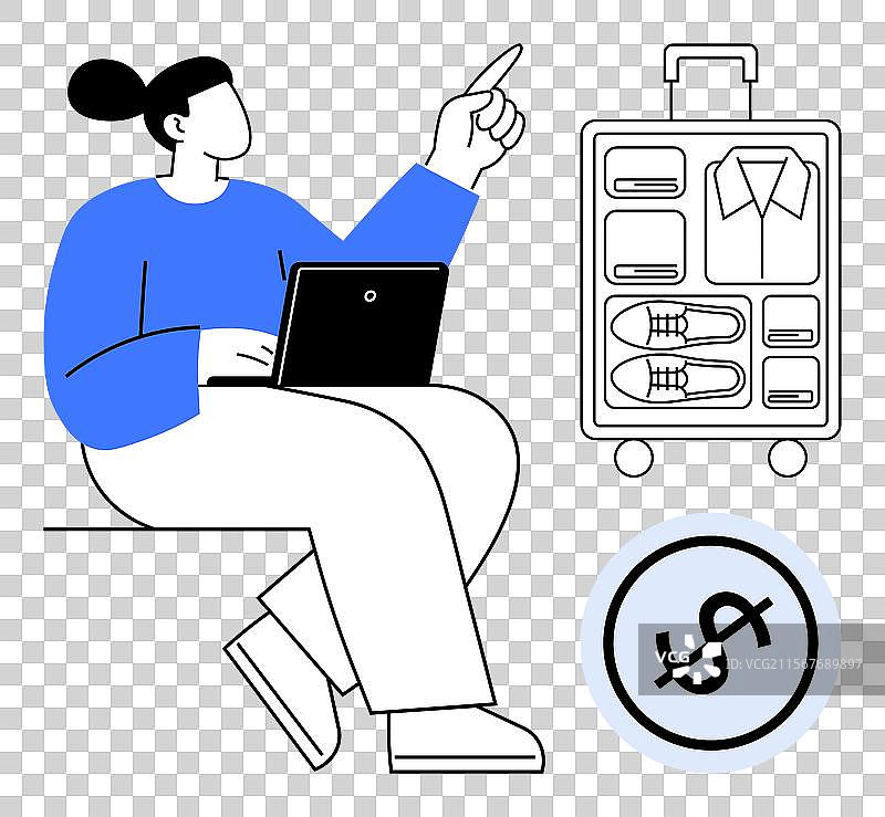 女性在笔记本电脑旁规划旅行费用图片素材