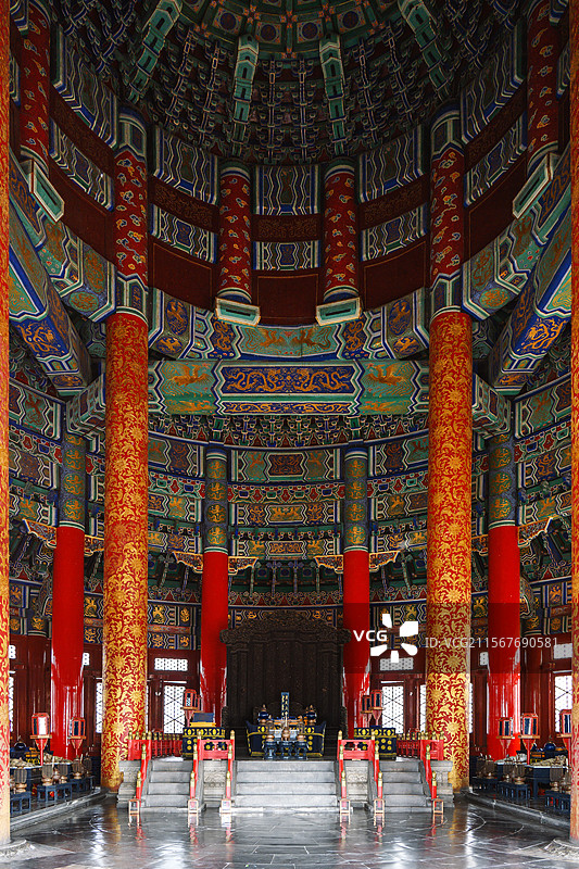 天坛祈年殿内部室内古建筑图片素材