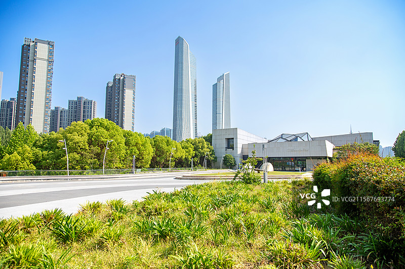 城市建筑（南京眼旅游区南京滨江规划建设展示中心、青奥双子塔）图片素材