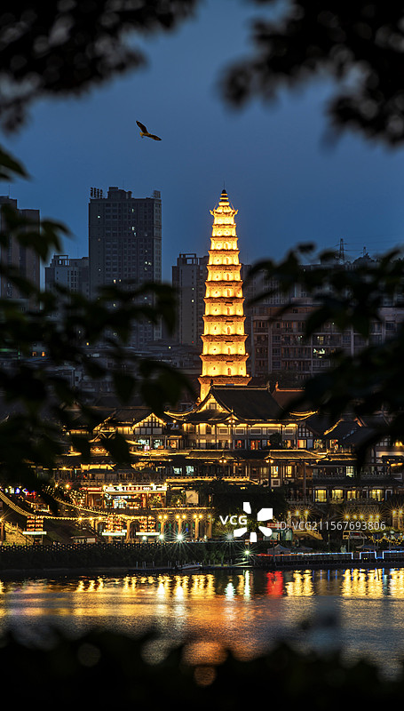 重庆合川文峰塔夜景图片素材