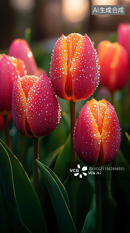 【AI数字艺术】郁金香花朵盛开图片素材