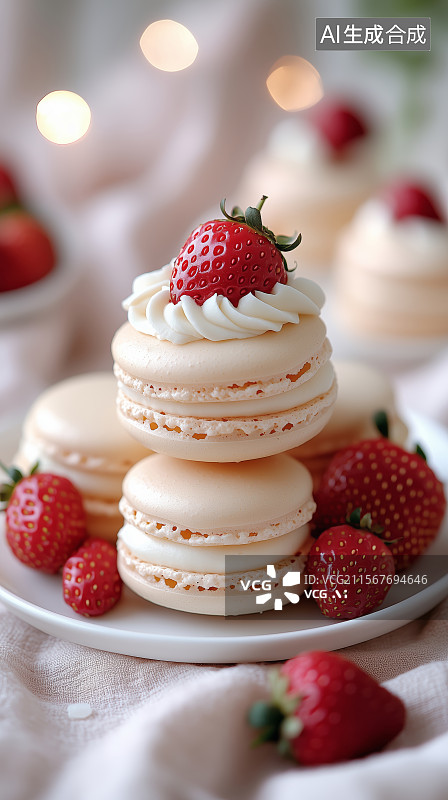 【AI数字艺术】马卡龙法式饼干图片素材