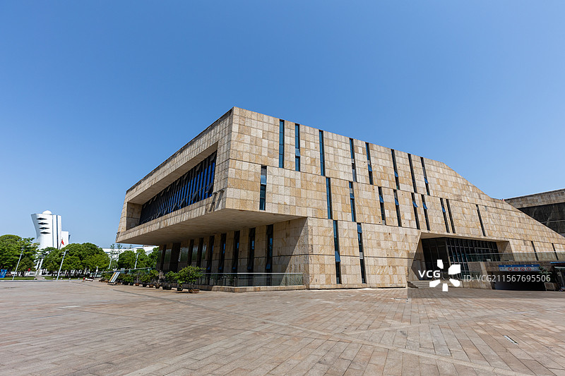 常德白马湖公园中的常德市规划展示馆与常德市文化馆外部组图图片素材