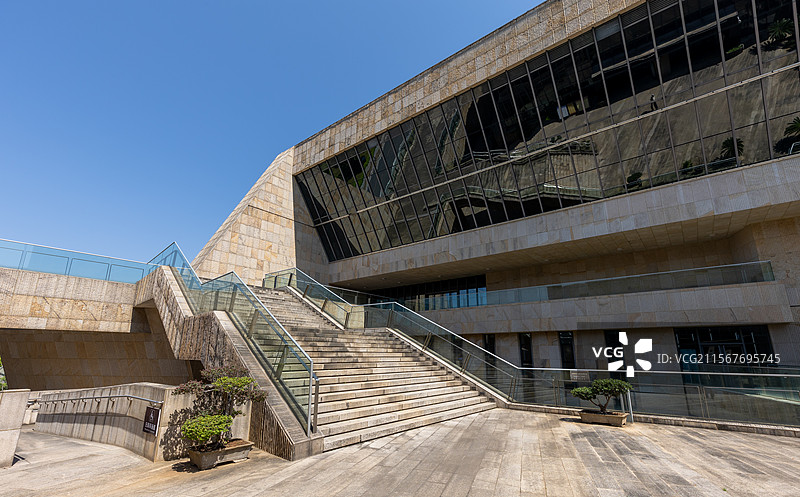 常德白马湖公园中的常德市规划展示馆与常德市文化馆外部组图图片素材