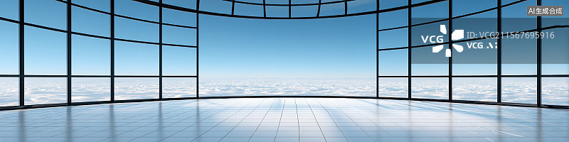 【AI数字艺术】未来汽车广告背景现代展厅极简建筑外立面全景玻璃窗蓝天黑色金属框架商业背景图片素材