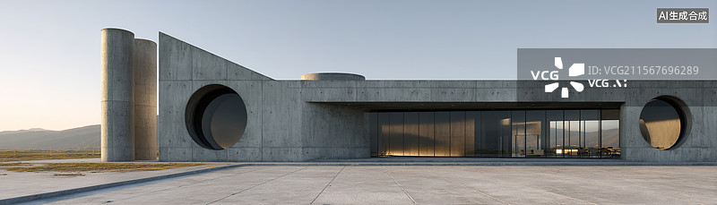 【AI数字艺术】汽车广告背景现代极简展厅建筑外立面自驾游度假3D混泥土户外大型停车场空地板时尚商业城市图片素材