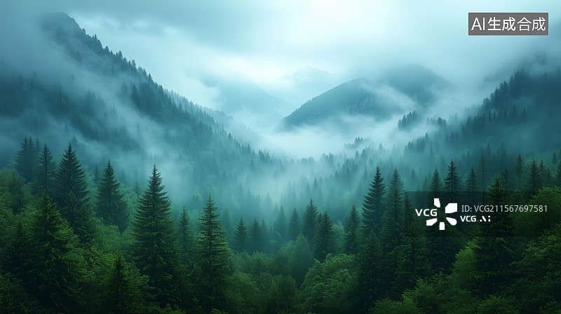 【AI数字艺术】户外大自然山峰森林风光图片素材
