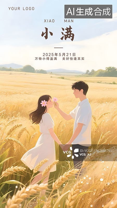 【AI数字艺术】一对情侣在麦田里约会图片素材