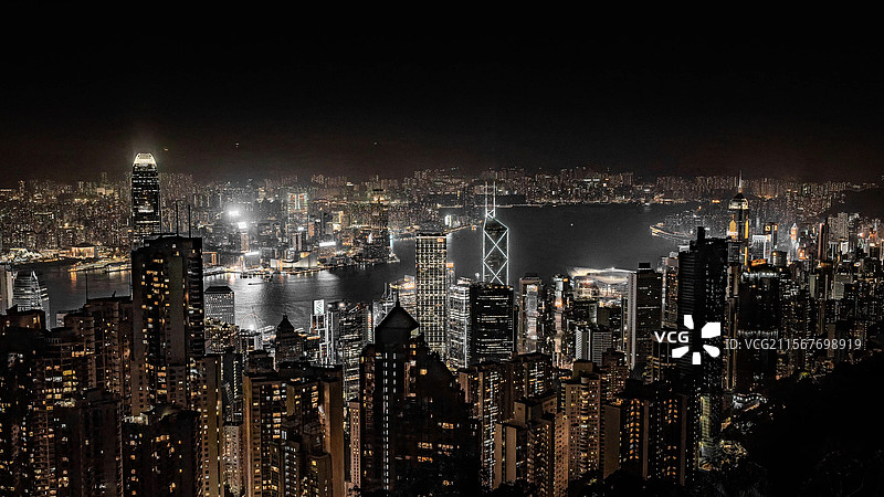 香港太平山缆车凌霄阁摩天台夜景中银大厦图片素材
