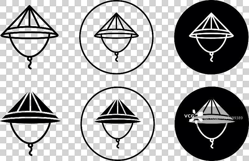 竹帽扁平线条图标集 竹帽细线图标图片素材