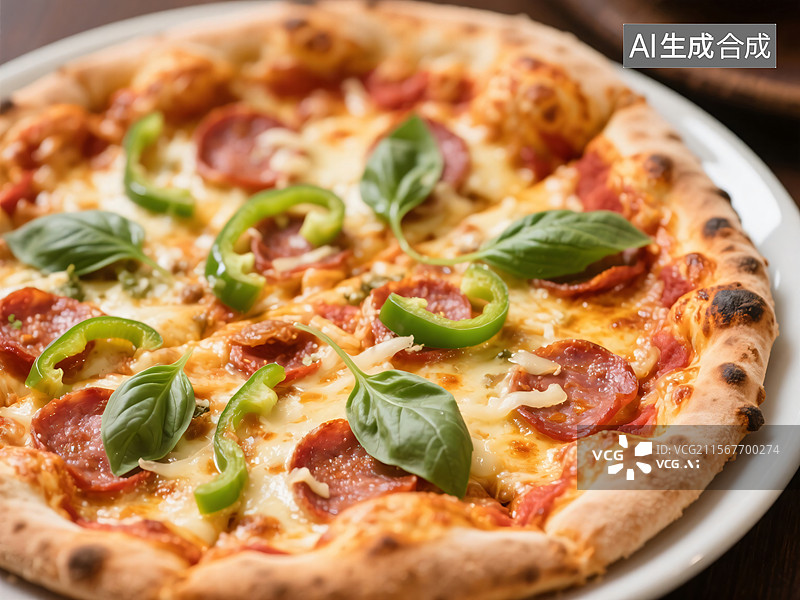 【AI数字艺术】香醇意式披萨，传统美食诱惑图片素材