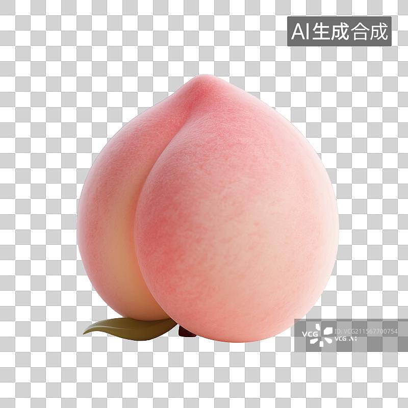 【AI数字艺术】3D渲染卡通水果，桃子，水蜜桃，仙桃，白桃，免抠元素图片素材