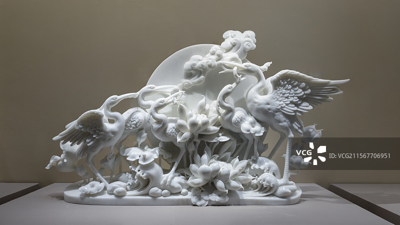 国博-惠世天宫-河北曲阳石雕艺术展-五子登科-当代-汉白玉图片素材