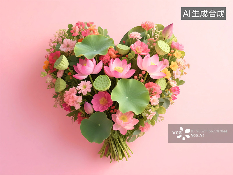 【AI数字艺术】3D三维C4D花簇花束爱心心形爱情祝福问候庆祝节日周年纪念妇女节母亲节情人节粉色壁纸背景图片素材