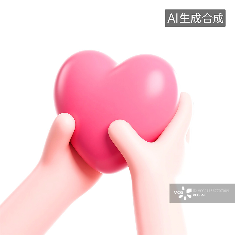 【AI数字艺术】3D三维C4D人的手捧着爱心送祝福关爱图片素材