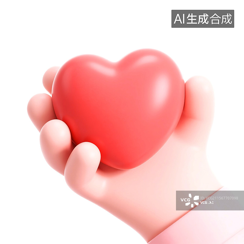 【AI数字艺术】3D三维C4D人的手捧着爱心送祝福关爱图片素材