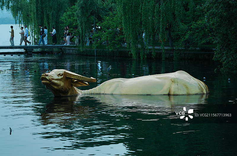 杭州，西湖，金牛图片素材