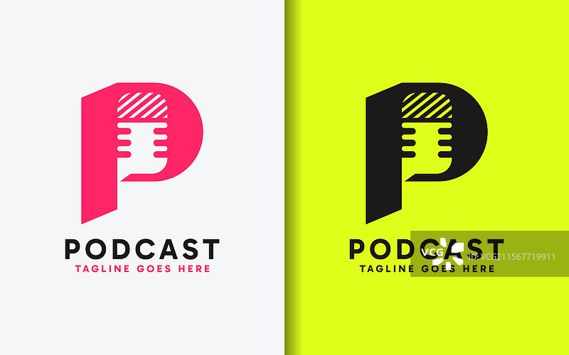 抽象极简主义字母P标志设计图片素材