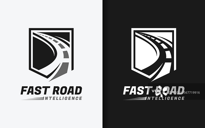 可用的盾牌与道路组合标志图片素材