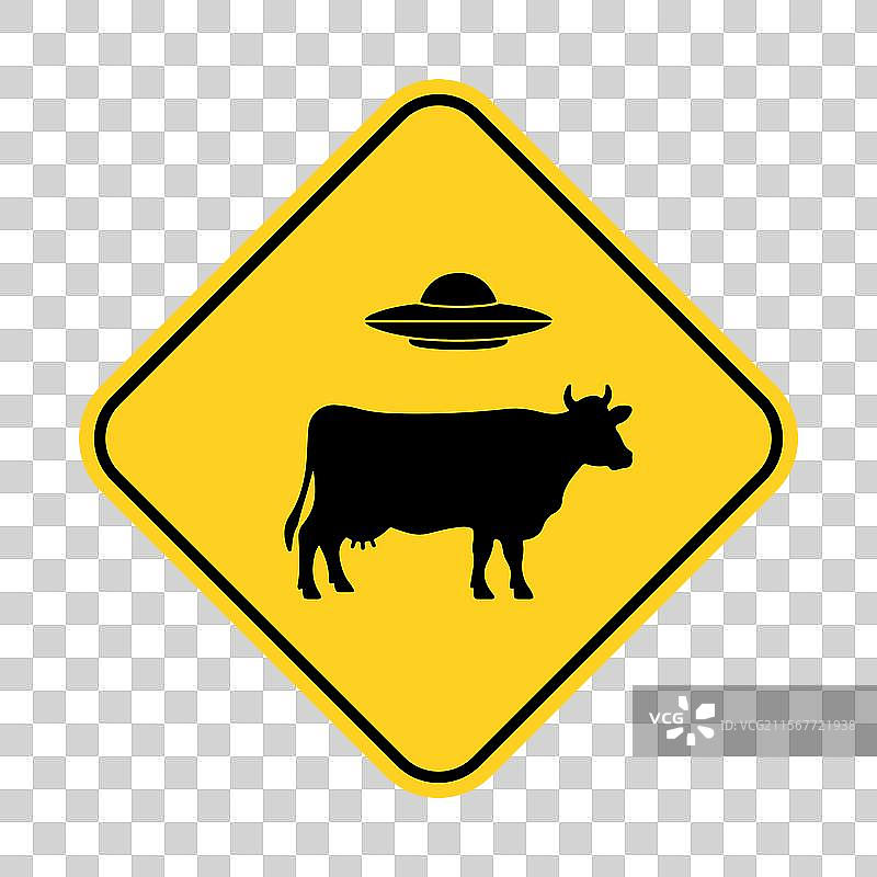牛外星人绑架路标图片素材