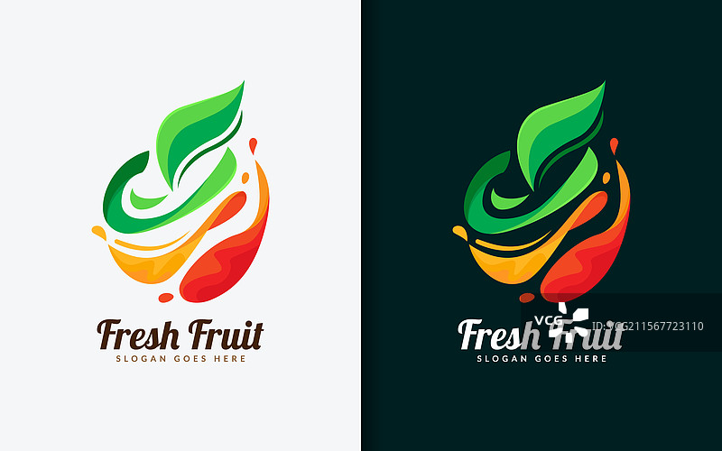 展示风格化水果的现代标志符号图片素材