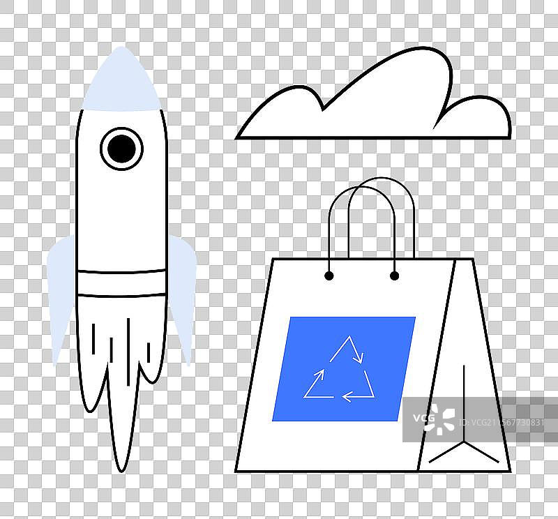 火箭发射环保购物袋和图片素材