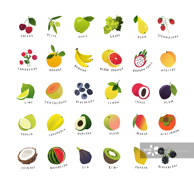 迷你水果和浆果套装图片素材