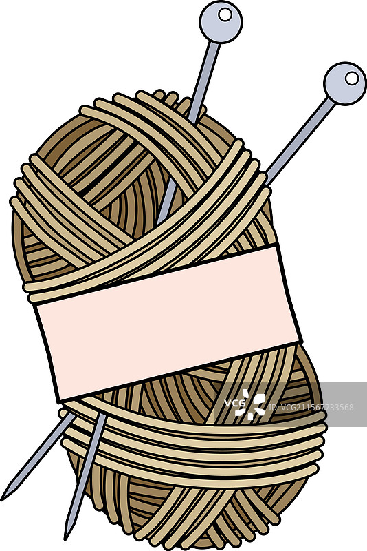 米色羊毛纱线和钢制针织针图片素材