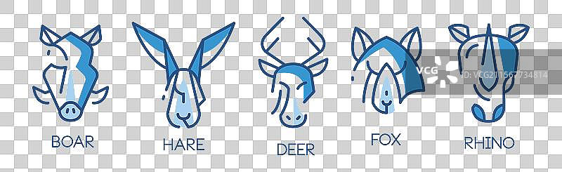 动物标志设计，蓝色线条组合图片素材