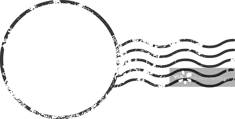 波浪形状的空黑色邮票印记，带有磨损效果图片素材