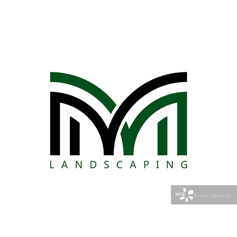 字母M的园艺标志设计图片素材